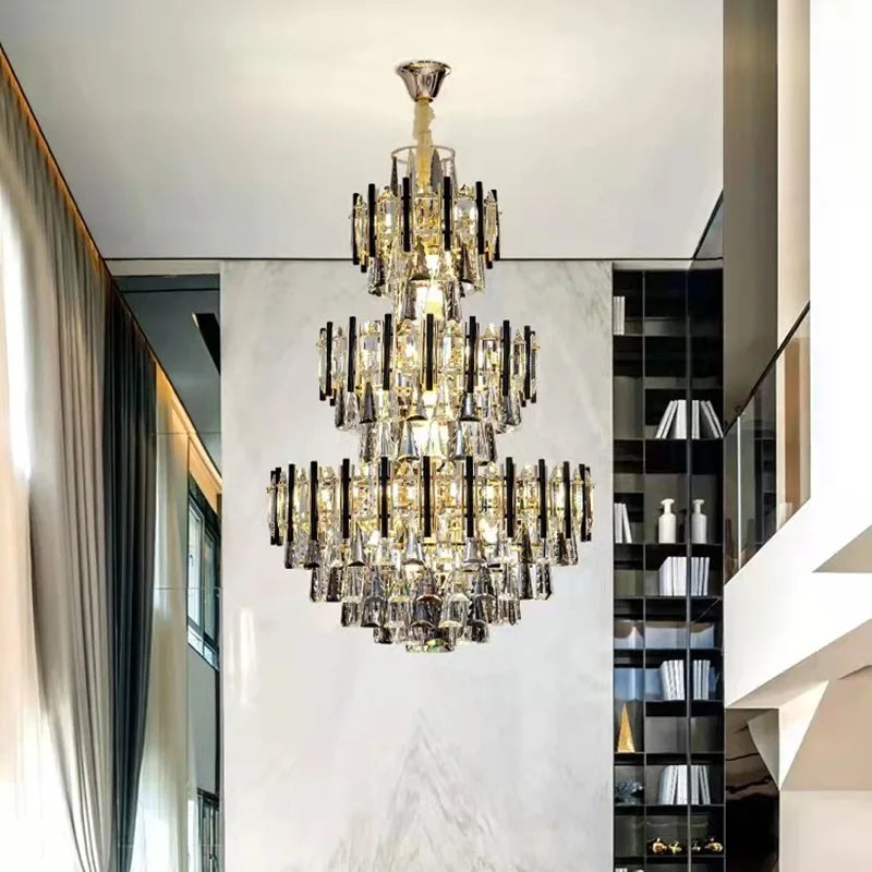 lustre en cristal de luxe pour escalier et hall d'hôtel - vue 3 sur 11