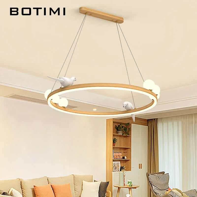 lustre led rond avec oiseaux pour style postmoderne - vue 5 sur 9