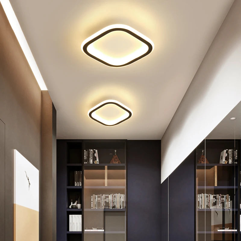 Lampe d'allée ronde nordique plafonnier à LED Dia 25cm monté plafonniers de cuisine créatifs plafonnier carré pour la maison intérieure - vue 3 sur 29