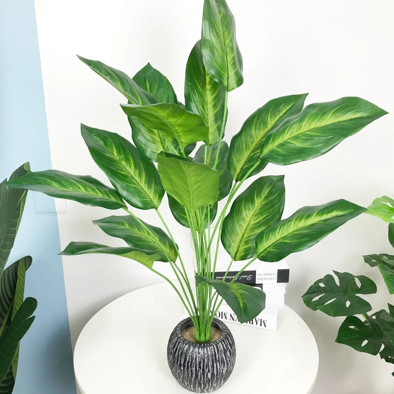 plantes artificielles strelitzia et monstera pour décoration tropicale - vue 2 sur 12