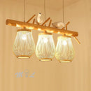 suspension moderne en bois et bambou design oiseau décoratif