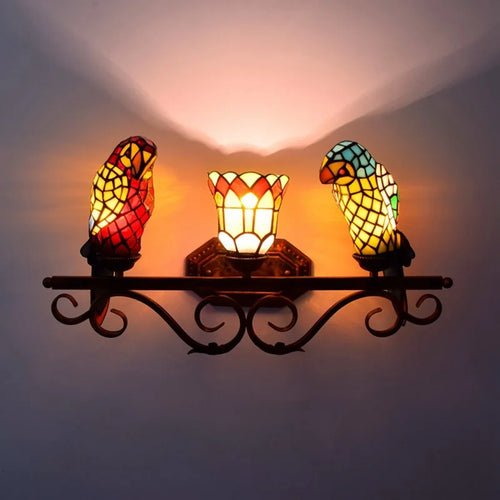applique murale design en verre coloré motif perroquet - vue 3 sur 20
