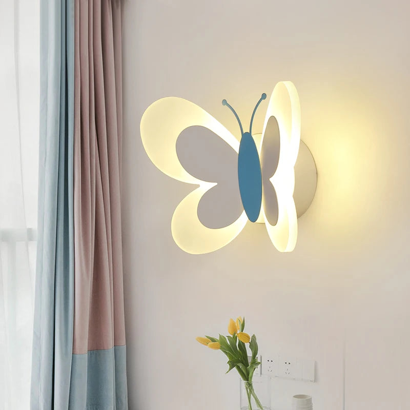 applique murale créative papillon dessin animé lumière led enfants - vue 3 sur 14