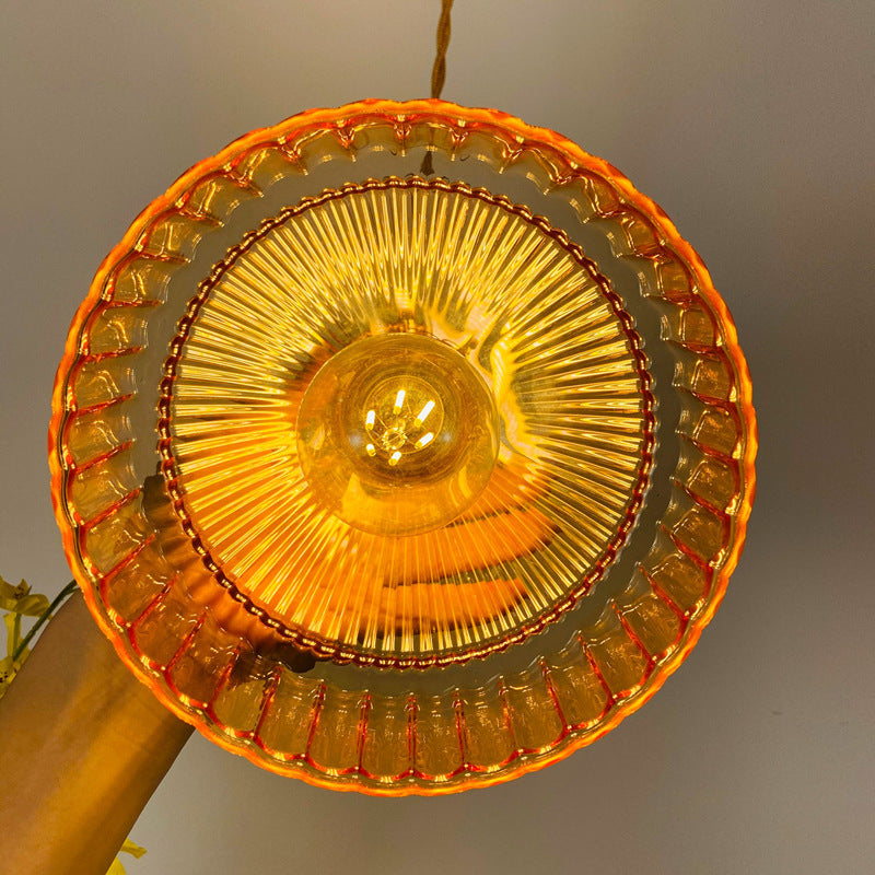 Suspension avec abat-jour en verre rétro Casbelle