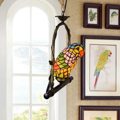 applique murale design en verre coloré motif perroquet - vue 15 sur 20