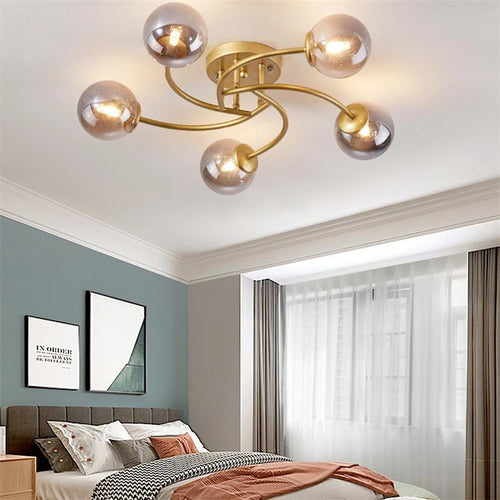 plafonnier nordique simple en verre avec led moderne - vue 6 sur 12