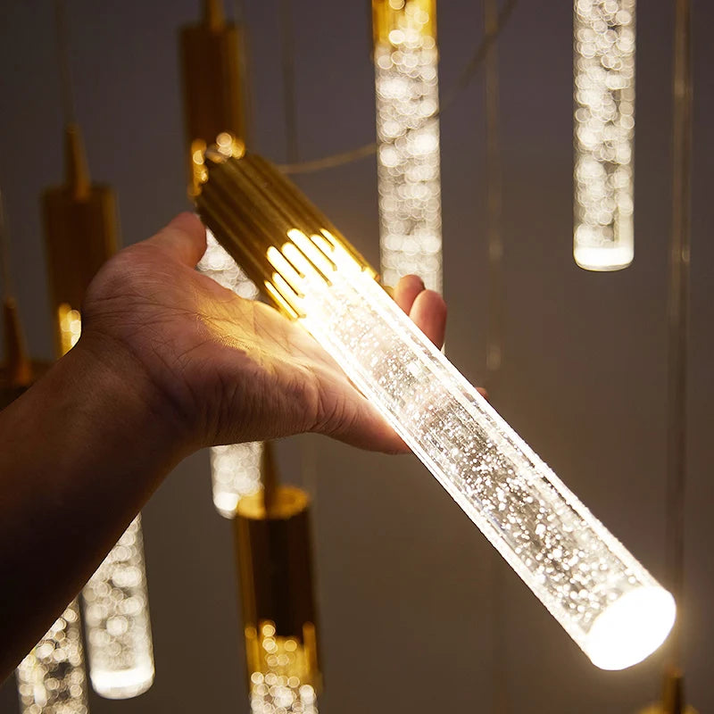 Lampe suspension cristal luxe télécommande alu 220V LED - vue 4 sur 14