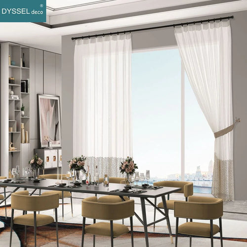 Rideau tulle brodé fleurs style européen salon chambre