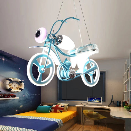 lustre led créatif nordique pour chambre d'enfants en acrylique moto