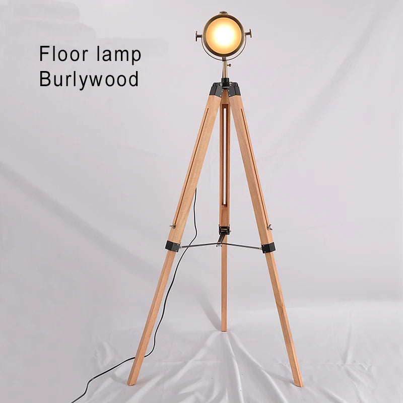 lampadaire nordique LED en bois massif pour intérieur moderne