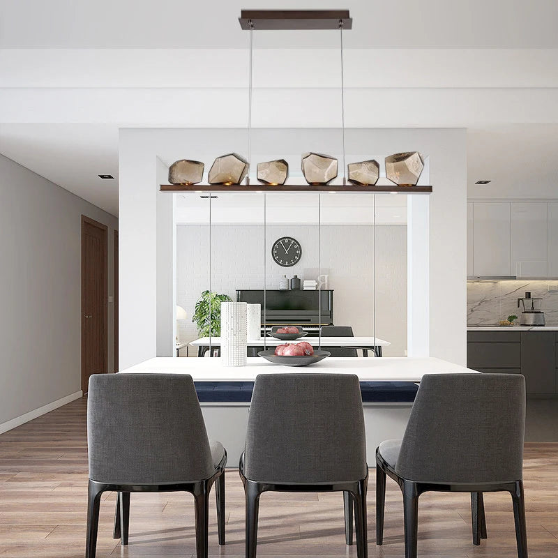 lustre moderne en pierre et verre élégant pour décoration intérieure - vue 5 sur 6