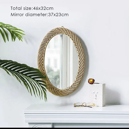 miroir en rotin japonais tissé à la main pour décoration moderne - vue 13 sur 12