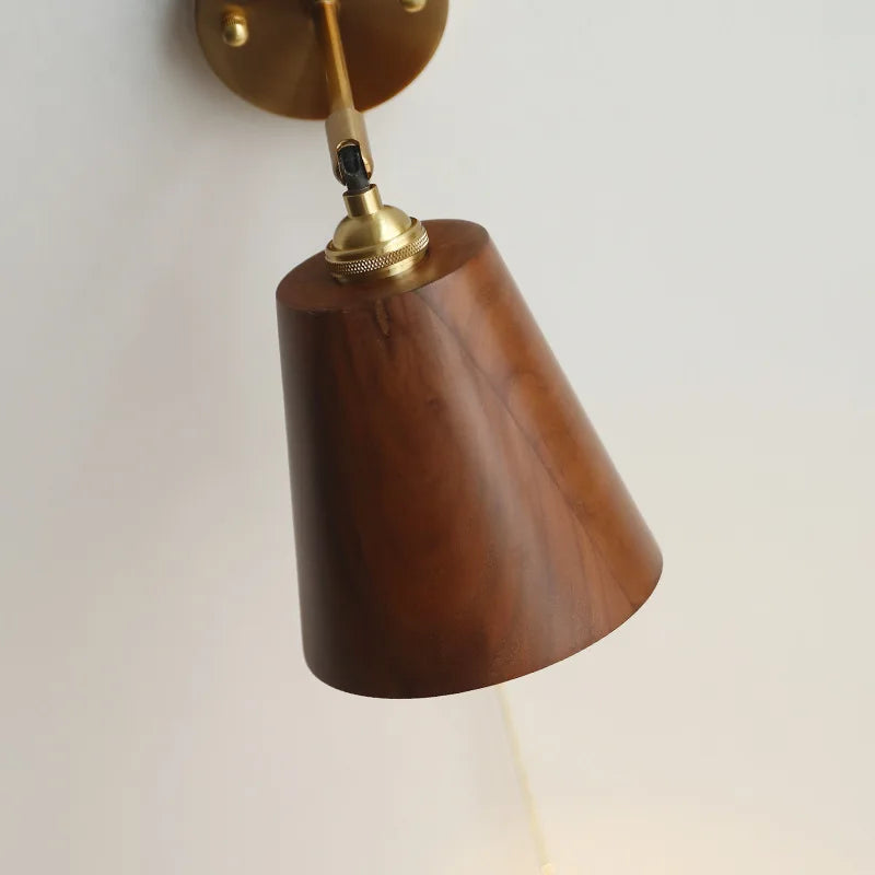 applique murale nordique moderne iwhd en bois à led avec chaîne à tirer - vue 4 sur 18