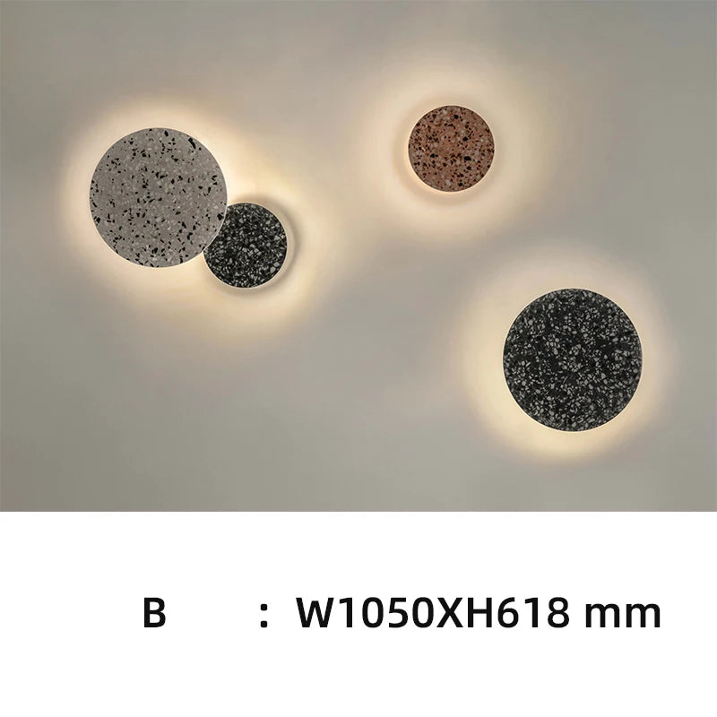 Applique extérieure LED étanche jardin rond intérieur Terrazzo &amp; acrylique décoration fond applique murale terrasse éclairage mural - vue 14 sur 15