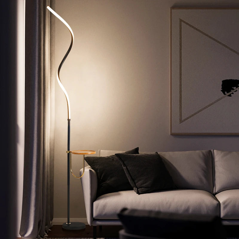 lampadaire led courbe moderne décoration nordique lampes debout luminaires - vue 3 sur 8