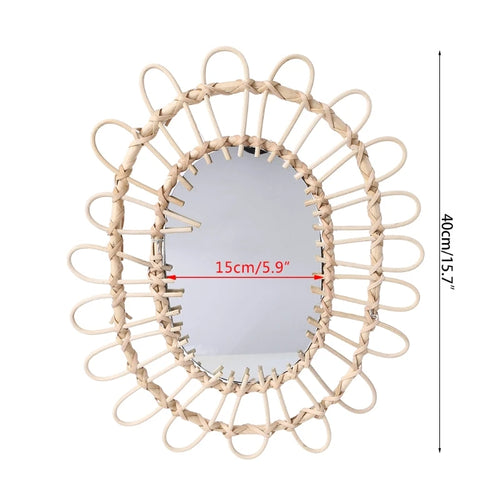 miroir mural suspendu en rotin pour un maquillage pratique - vue 13 sur 14