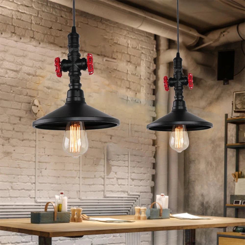 suspension vintage industriel loft tuyau d'eau luminaire bar restaurant - vue 5 sur 10