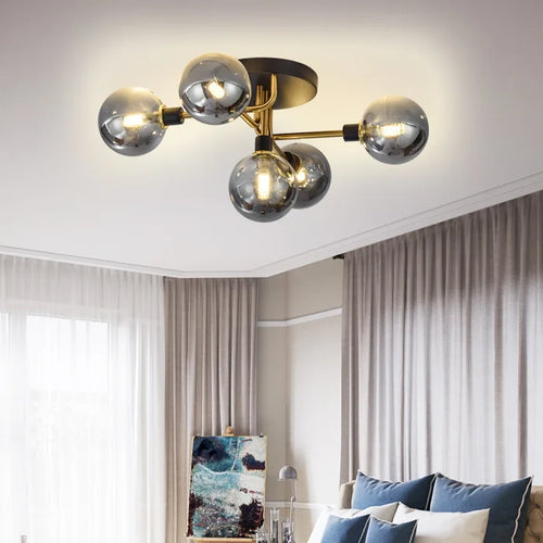lustre moderne en verre fumé pour intérieur de maison - vue 4 sur 17