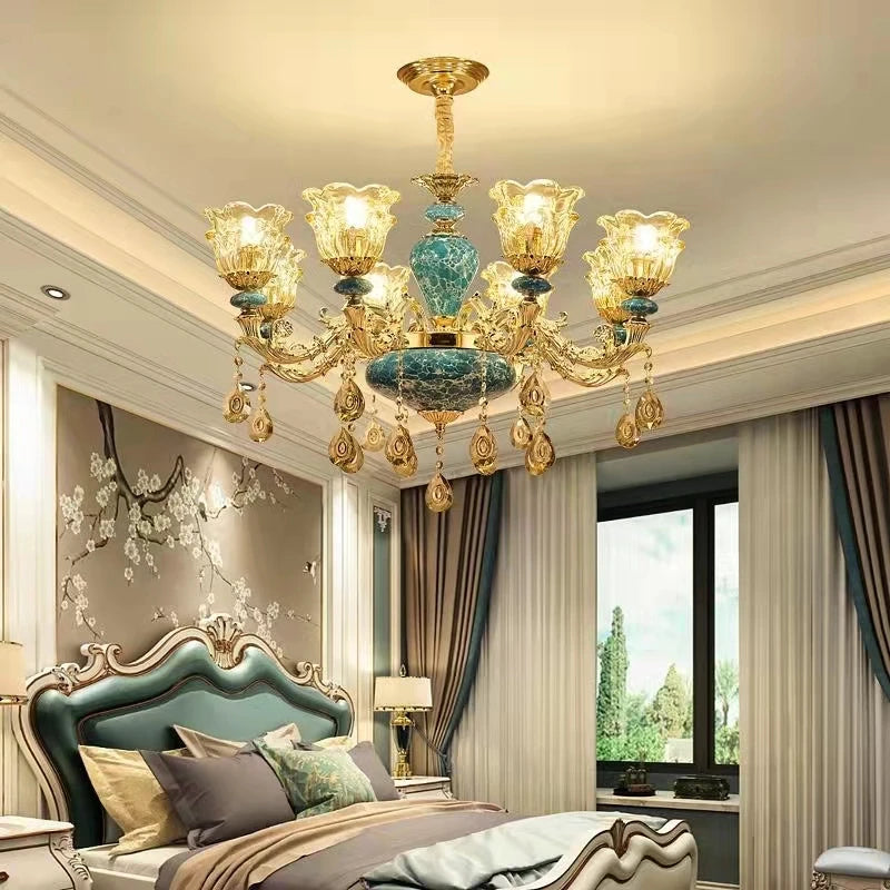 lustre de luxe en cristal et céramique pour un éclairage élégant - vue 5 sur 16
