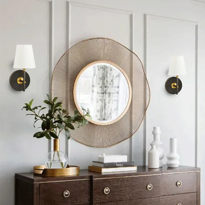 Éclairage intérieur Applique du milieu du siècle Luminaire intérieur Forme de lampe en tissu pour chambre à coucher Salon Table de chevet Décoration d'intérieur Applique murale - vue 4 sur 6