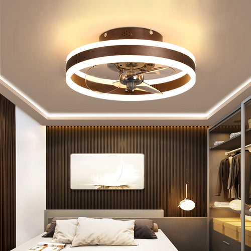 ventilateur de plafond minimaliste avec lumière cristal led télécommande - vue 2 sur 16