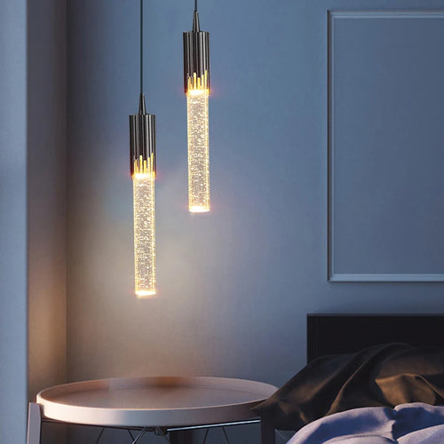 Lampe suspension cristal luxe télécommande alu 220V LED