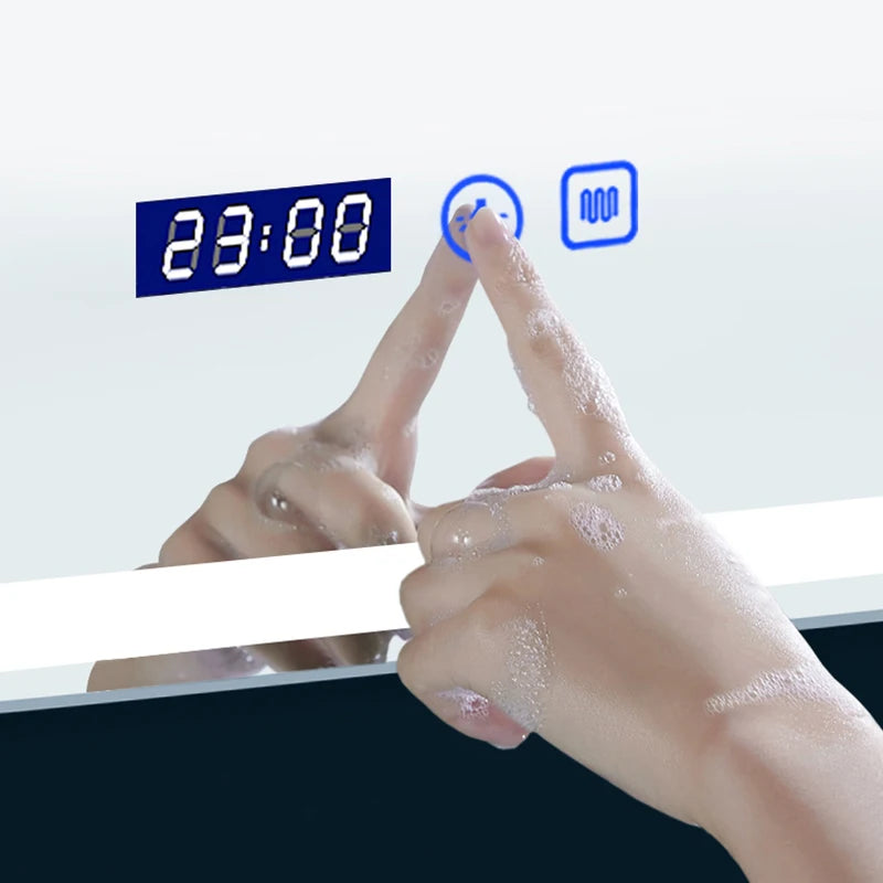 miroir intelligent multifonction avec haut-parleur bluetooth et led réglable - vue 7 sur 13