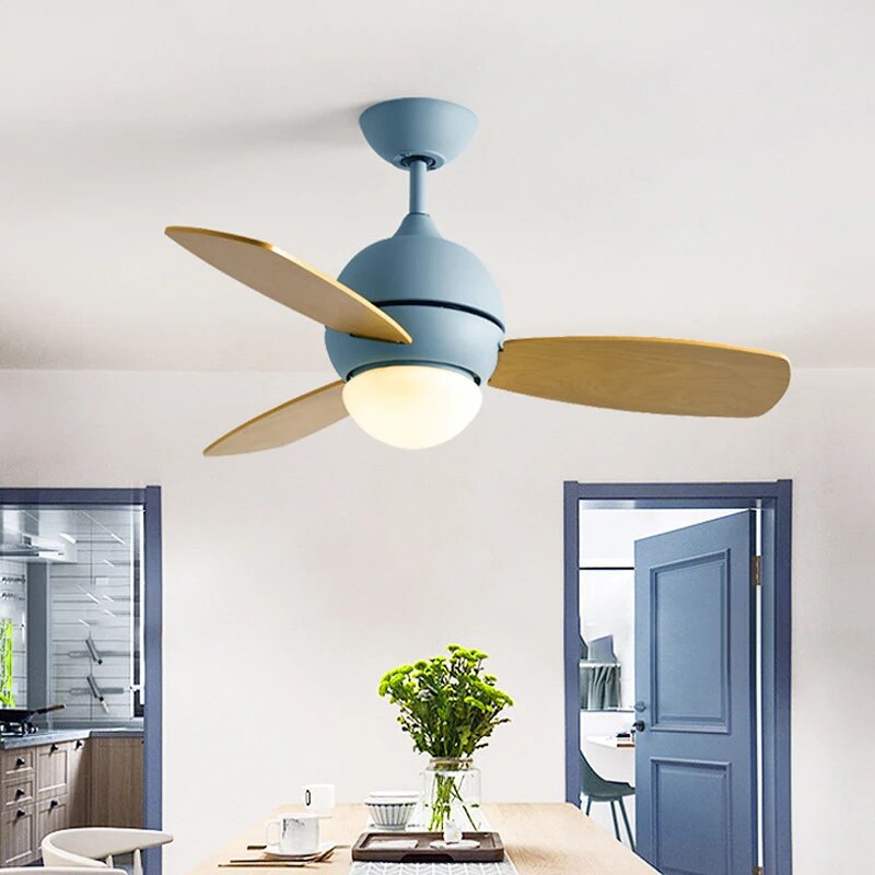 ventilateur plafond macaron télécommande 36'' lumière chambre enfant créative - vue 6 sur 13
