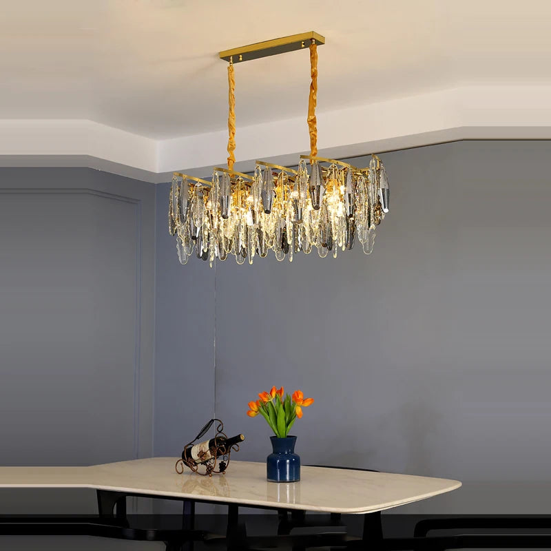 lustre art déco design en cristal et métal élégant - vue 4 sur 10
