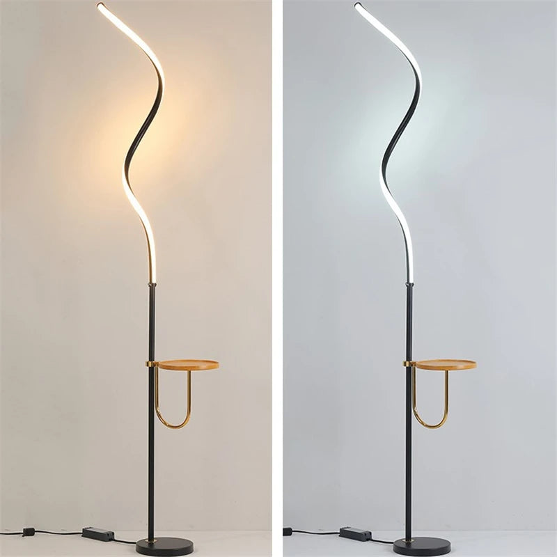lampadaire led courbe moderne décoration nordique lampes debout luminaires - vue 2 sur 8