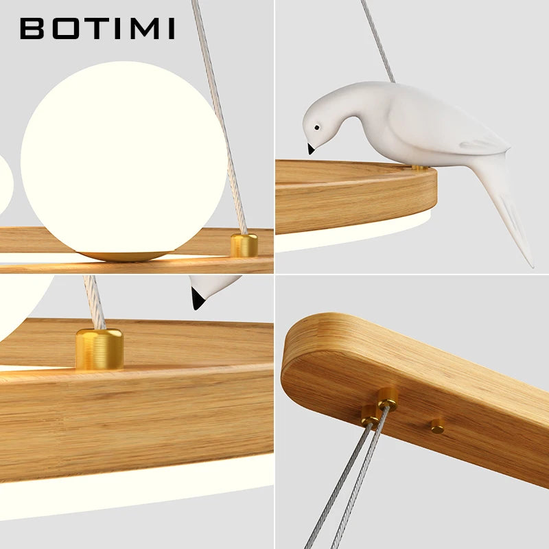 lustre led rond avec oiseaux pour style postmoderne - vue 6 sur 9