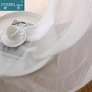 Rideau lin et tulle rayures style europeen salon