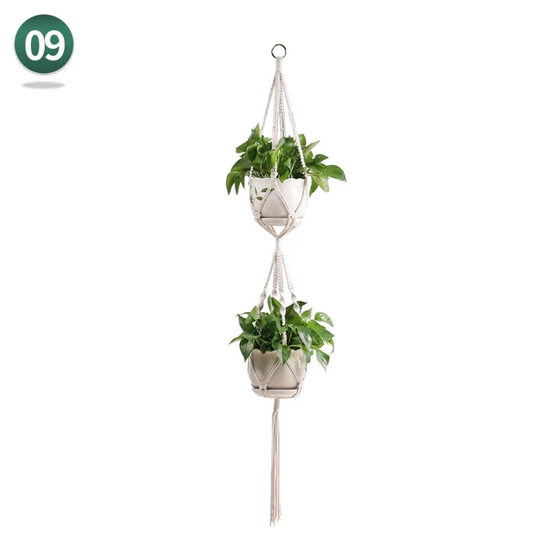 panier suspendu en macramé pour plantes artisanales décoration intérieure - vue 17 sur 18