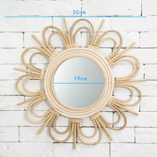 miroir en rotin japonais tissé à la main pour décoration moderne - vue 12 sur 12