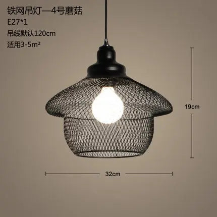 lustre cage à oiseaux style loft rétro en fer créatif minimaliste - vue 8 sur 18