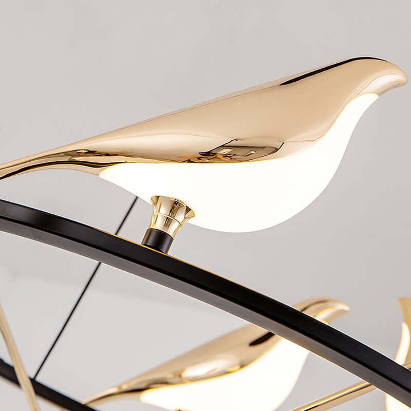 Lustre design LED luxury en forme d'oiseaux dorés Pie - vue 7 sur 9
