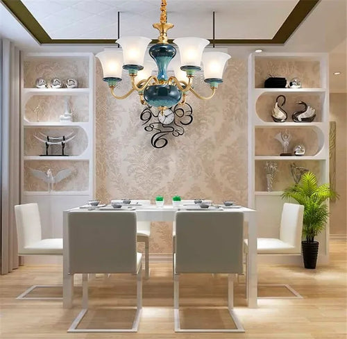 lustre en céramique et cuivre pour une ambiance moderne et simple - vue 6 sur 15