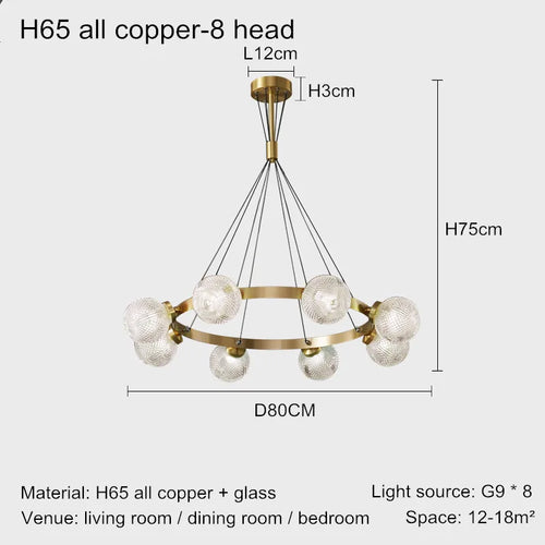 lustre en cuivre design nordique simple et élégant - vue 9 sur 10