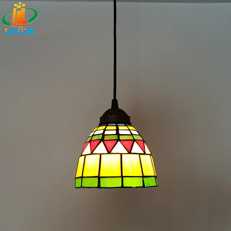 lustre tiffany vintage en verre pour intérieur et jardin - vue 3 sur 7