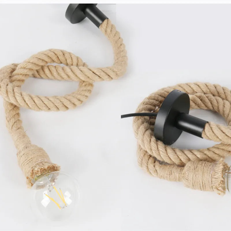 suspension en corde de chanvre style industriel pour café bar - vue 5 sur 8