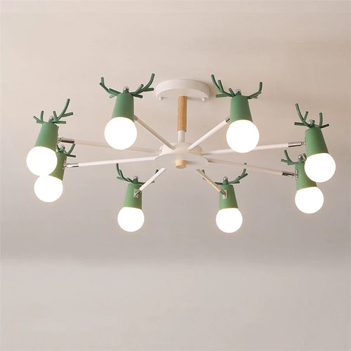 lustre en bois nordique led macaron pour chambre d'enfant - vue 3 sur 12