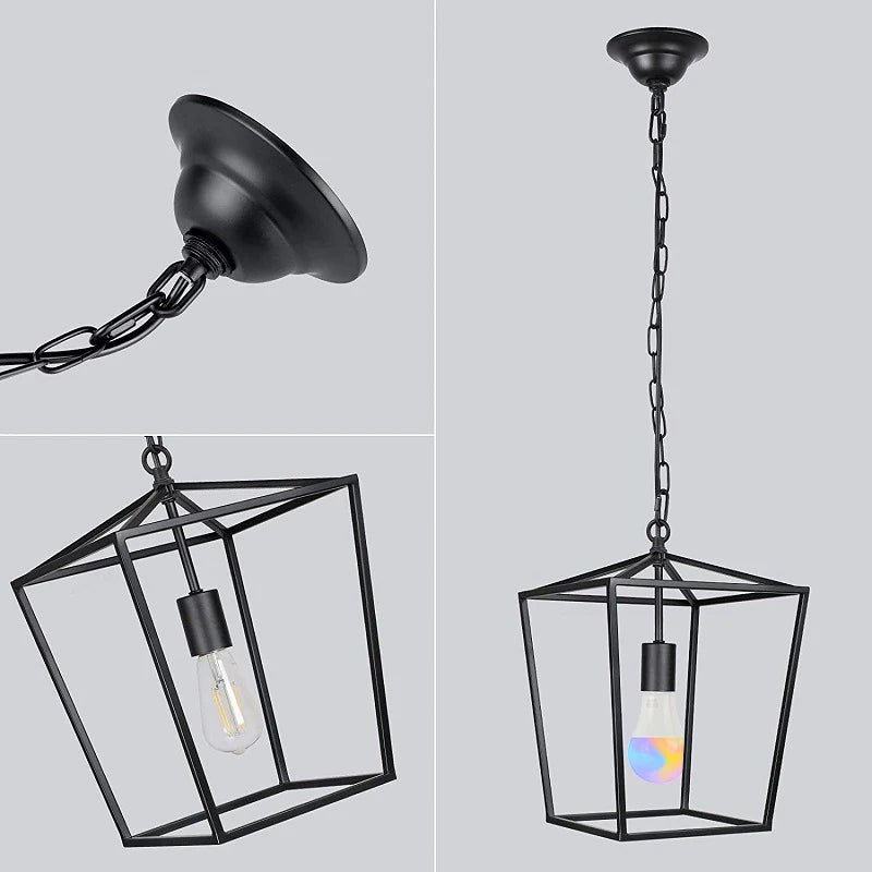 Suspension industrielles Vintage noires
