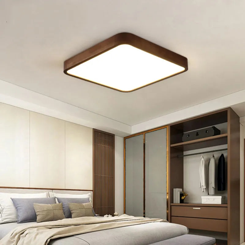 Lustre moderne LED bois acrylique - vue 5 sur 15