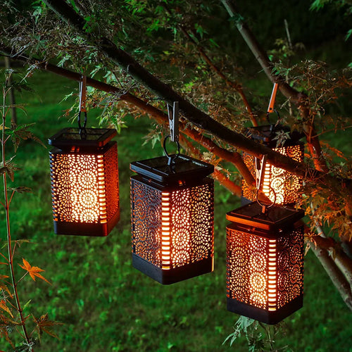 lanterne solaire extérieure à led lumière vacillante décorative - vue 3 sur 8