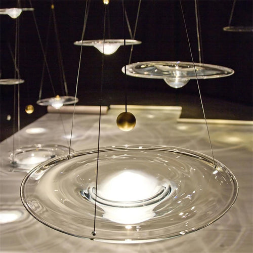 suspension LED en verre transparent design nordique moderne - vue 3 sur 9