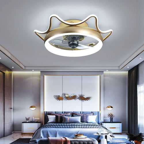 ventilateur de plafond minimaliste avec lumière cristal led télécommande - vue 6 sur 16