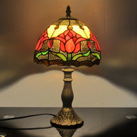 lampe à poser style campagnard en verre tiffany