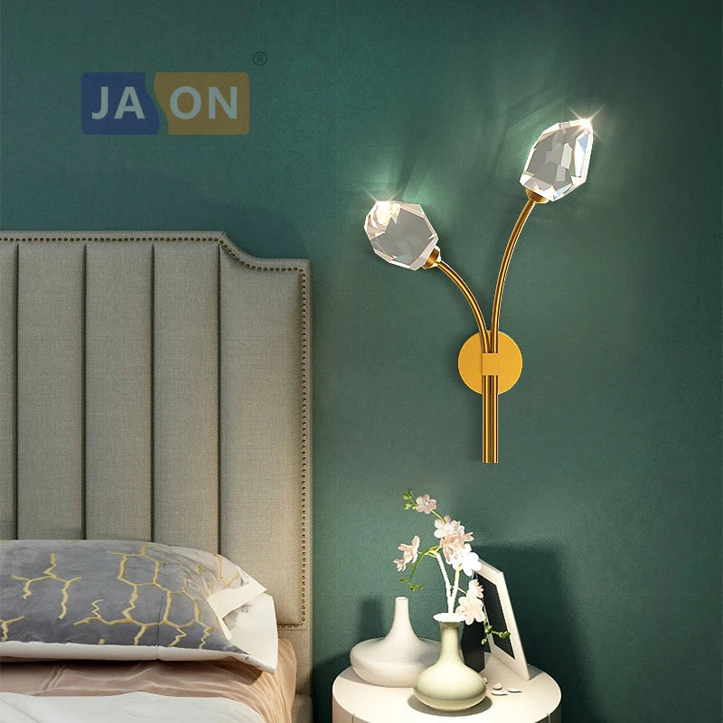 applique murale design en cuivre cristal et pierre - vue 5 sur 22