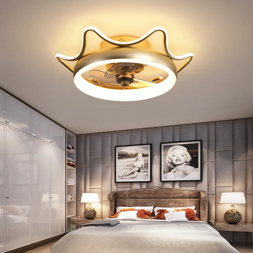 ventilateur de plafond minimaliste avec lumière cristal led télécommande - vue 3 sur 16