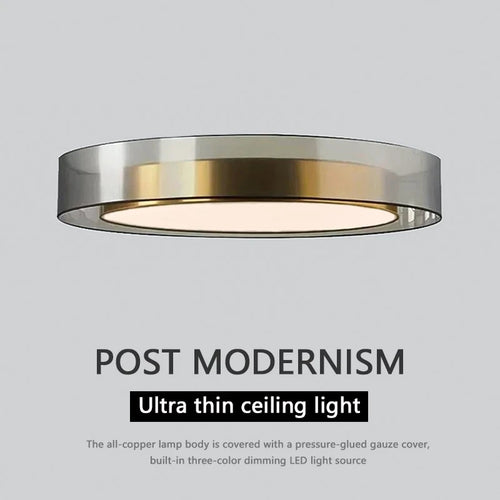 Plafonnier rond design simple LED et lanternes Jianmei hall rond tissu cuivre - vue 4 sur 12
